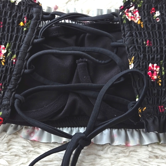 Ruched Roses Corset-style Bandeau Bikini Top Medium - Picture 5 of 8